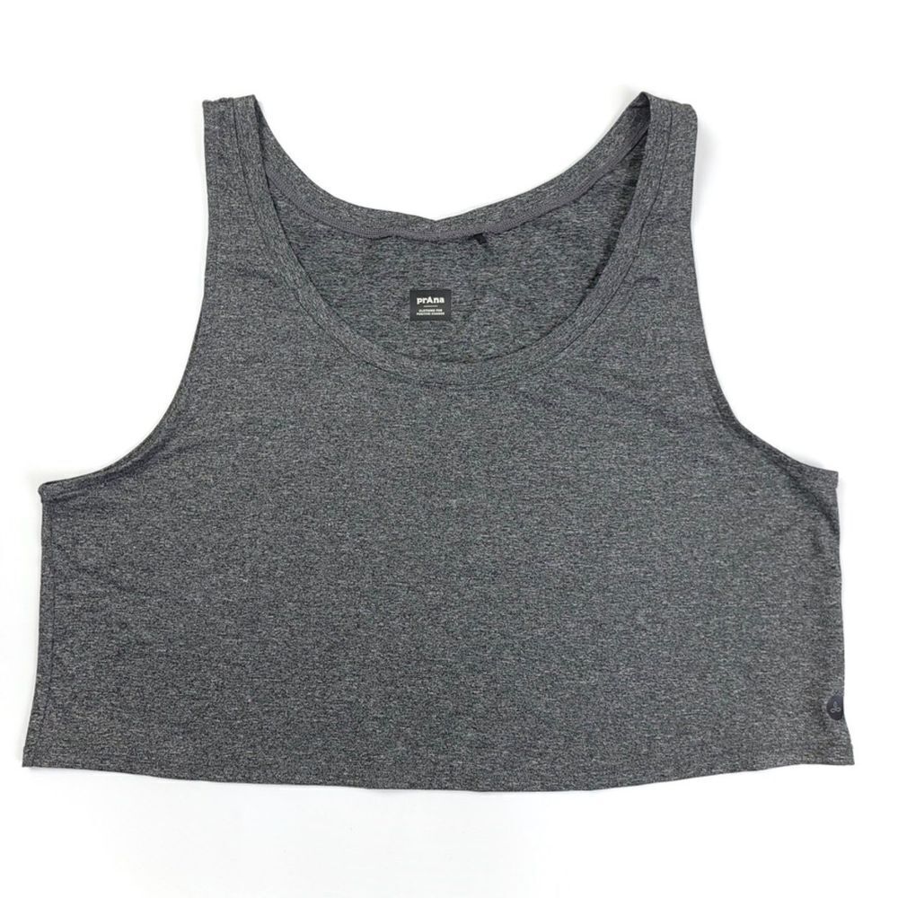 PRANA Alpenglow Crop Tank Loose Athletic Top Charcoal Heather Gray Womens Large